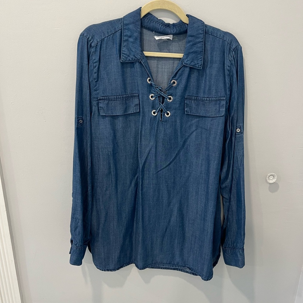 Calvin Klein Blue Relaxed Buttoned Blouse